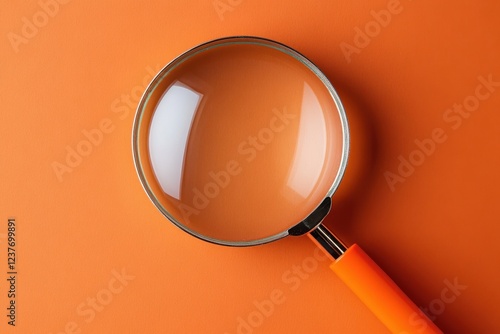 Orange background with a magnifying glass