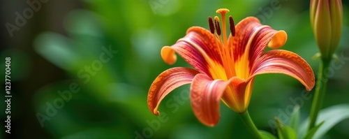 Narrow leaved foxtail lily in full bloom with intricate details, flora, garden, stem photo