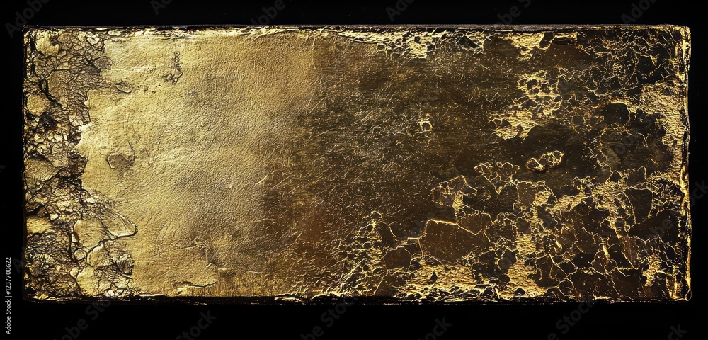 Fototapeta premium Rich, aged gold textures with a gritty, darkened edge add a sense of vintage, bold sophistication to the visual.