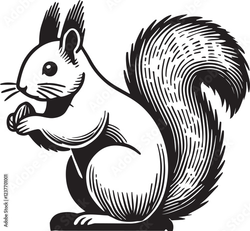 Squirrel vector in black and white