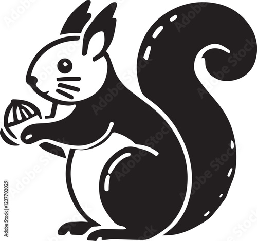 Squirrel vector in black and white