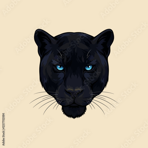 Majestic Black Panther Portrait  Intense Gaze, Vibrant Blue Eyes