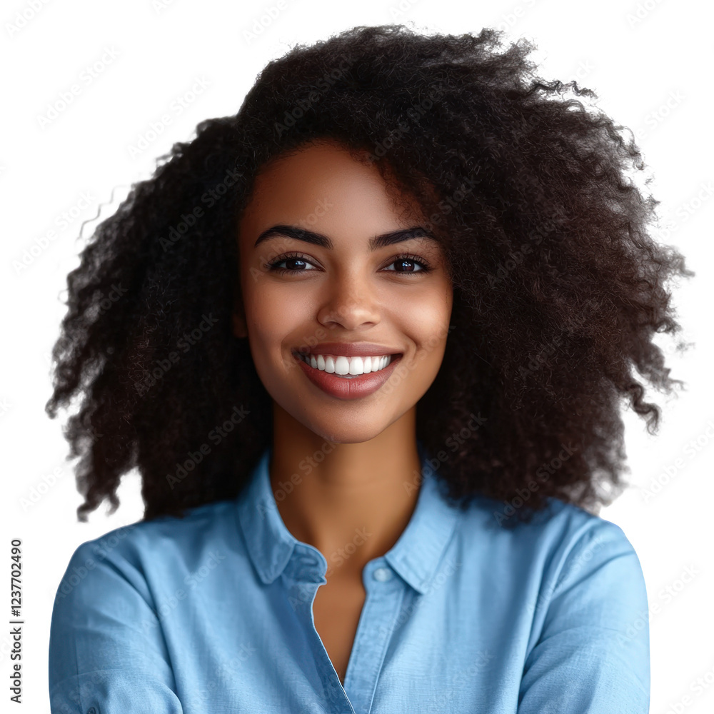 A young African American woman with curly hair A young African American woman with curly hair