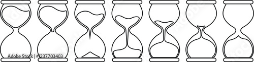 Hourglass icon in line set. Sand clock sign Reload hourglass timer vector for apps or web. Hourglass in realistic style isolated on transparent background. anti aging hourglass waiting slow time