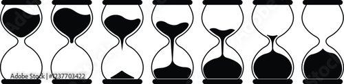 Hourglass icon in flat set. Sand clock sign Reload hourglass timer vector for apps or web. Hourglass in realistic style isolated on transparent background. anti aging hourglass waiting slow time