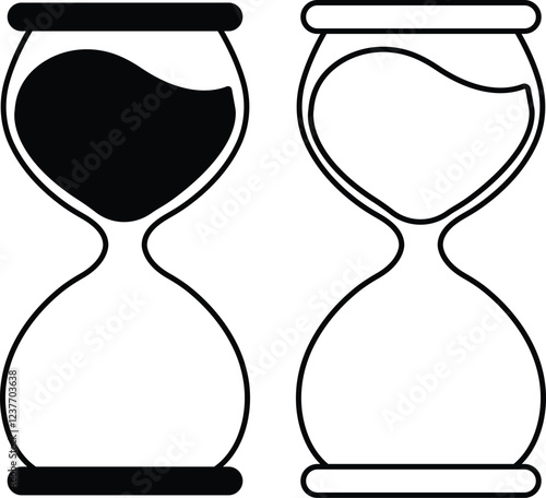 Hourglass icon in flat line set. Sand clock sign Reload hourglass timer vector for apps or web. Hourglass in realistic style isolated on transparent background. anti aging hourglass waiting slow time