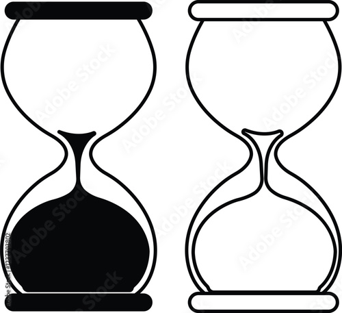 Hourglass icon in flat line set. Sand clock sign Reload hourglass timer vector for apps or web. Hourglass in realistic style isolated on transparent background. anti aging hourglass waiting slow time