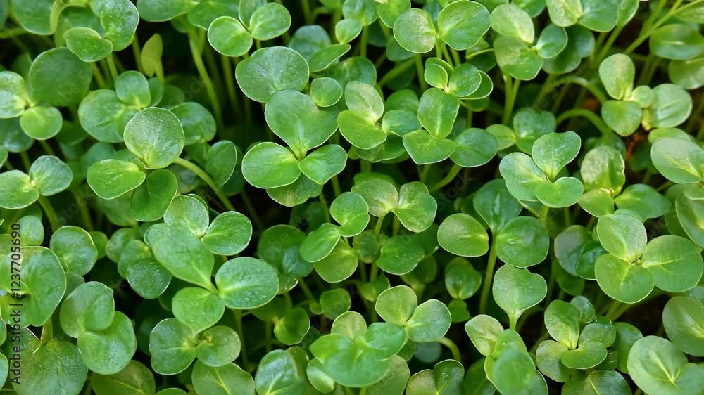 Fresh microgreens growing in an urban garden on a sunny afternoon