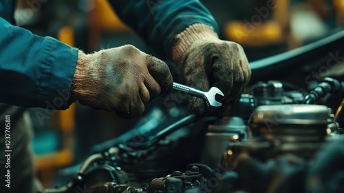 Wallpaper Mural Mechanic repairing engine in dirty workshop Torontodigital.ca