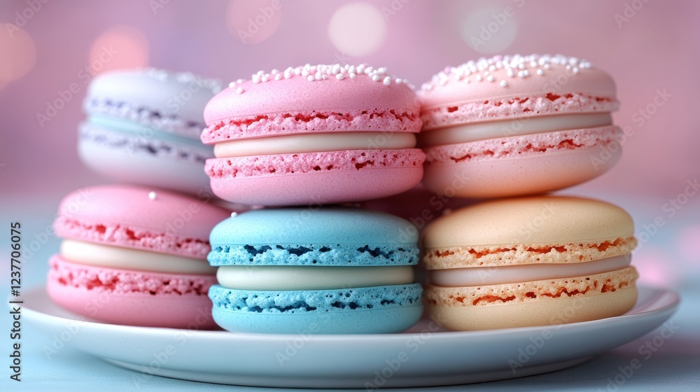 A Delightful Stack of Pastel Macarons A Delightful Stack of Pastel Macarons