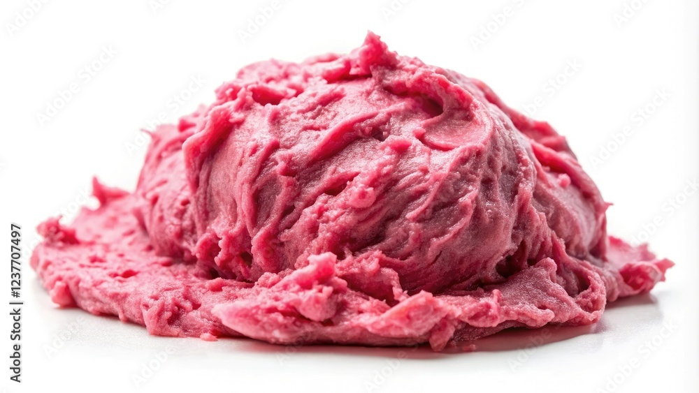 Fototapeta premium Isolated pink slime covered in dust and dirt on a white background, dirty, abandoned