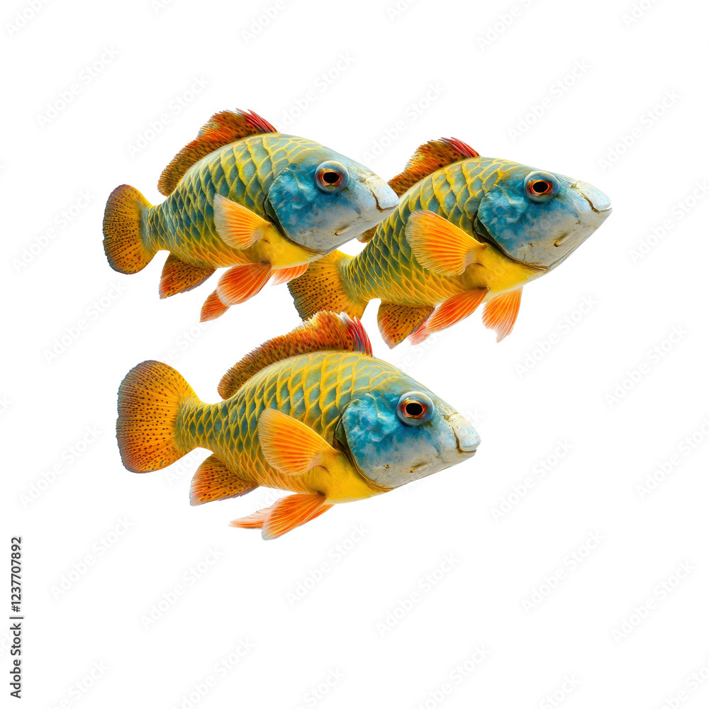 Fototapeta premium Vibrant Parrotfish Trio Underwater Elegance