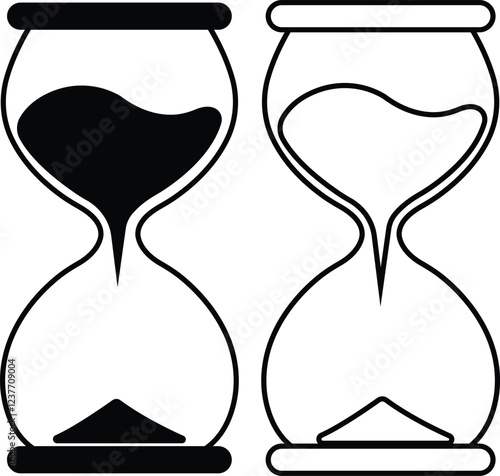 Hourglass icon in flat line set. Sand clock sign Reload hourglass timer vector for apps or web. Hourglass in realistic style isolated on transparent background. anti aging hourglass waiting slow time