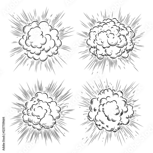 Comic boom effect. Cartoon. Bang and pow splashes. Hand drawn sketch doodle action effect.