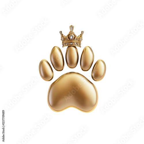 Golden Paw Print with Diamond Crown - Royalty Free Stock Image