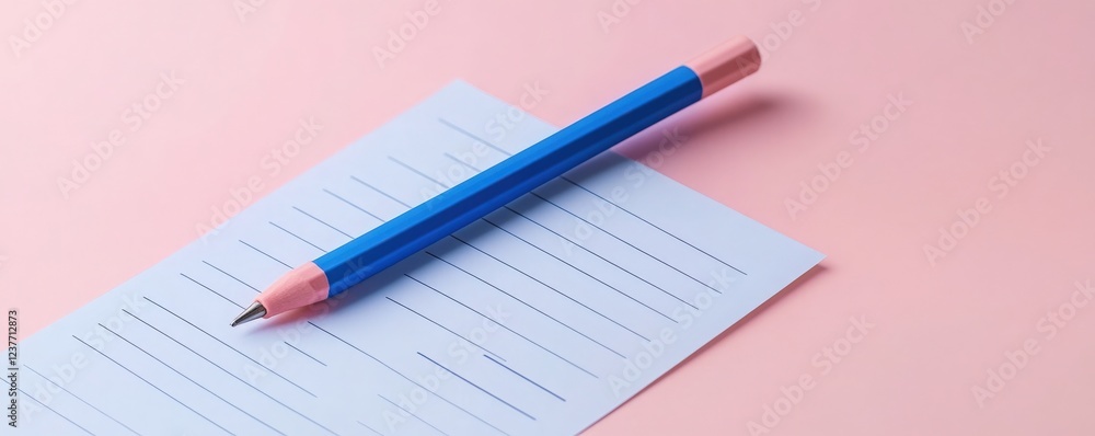 feedback survey response for statistics concept. A blue pen rests on a lined paper sheet against a pink background. feedback survey response for statistics concept. A blue pen rests on a lined paper sheet against a pink background.