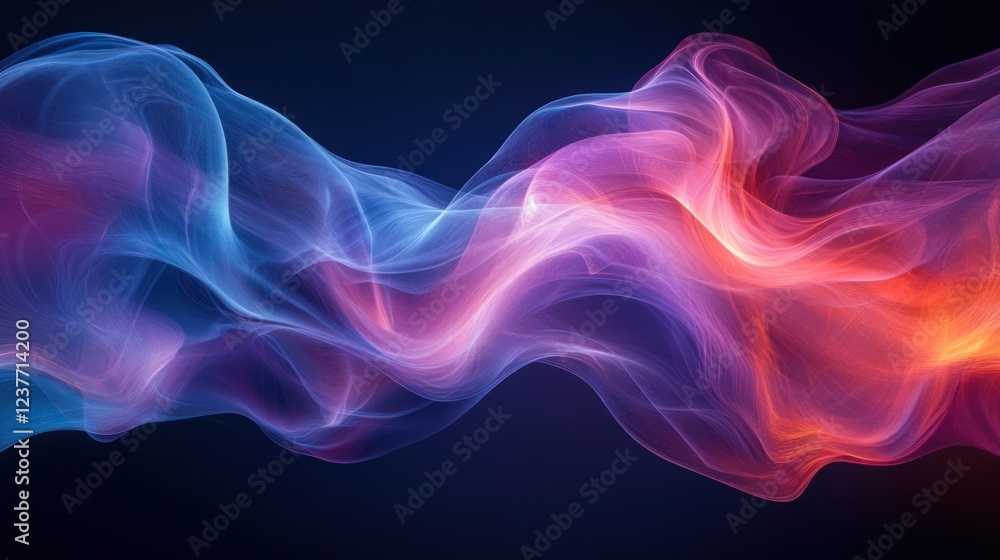 Abstract colorful smoke wave, dark background, digital art, website header Abstract colorful smoke wave, dark background, digital art, website header