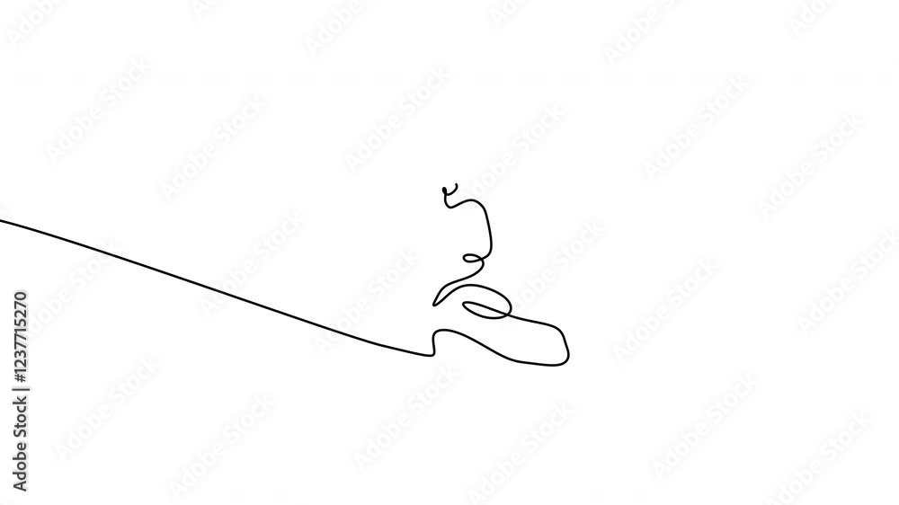 Continuous single line drawing animation of man on a snowmobile in fresh snow isolated on white background. Young male driving snowmobile. Extreme winter sport concept. Minimalist style animation. Continuous single line drawing animation of man on a snowmobile in fresh snow isolated on white background. Young male driving snowmobile. Extreme winter sport concept. Minimalist style animation.