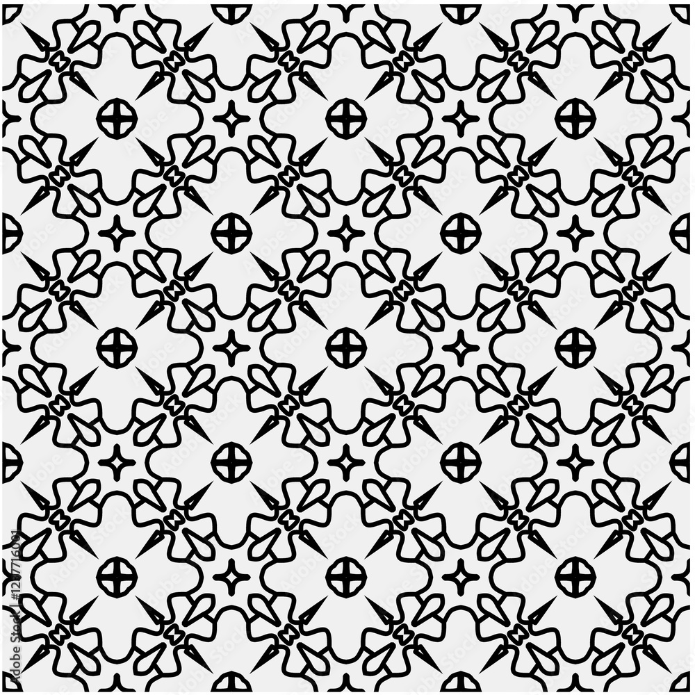 Seamless pattern with repeating abstract shapes.Black and white texture.Design element for prints, decoration, cover, textile,wallpaper, background, wrapping paper, clothing, fabric, package, cards. Seamless pattern with repeating abstract shapes.Black and white texture.Design element for prints, decoration, cover, textile,wallpaper, background, wrapping paper, clothing, fabric, package, cards.