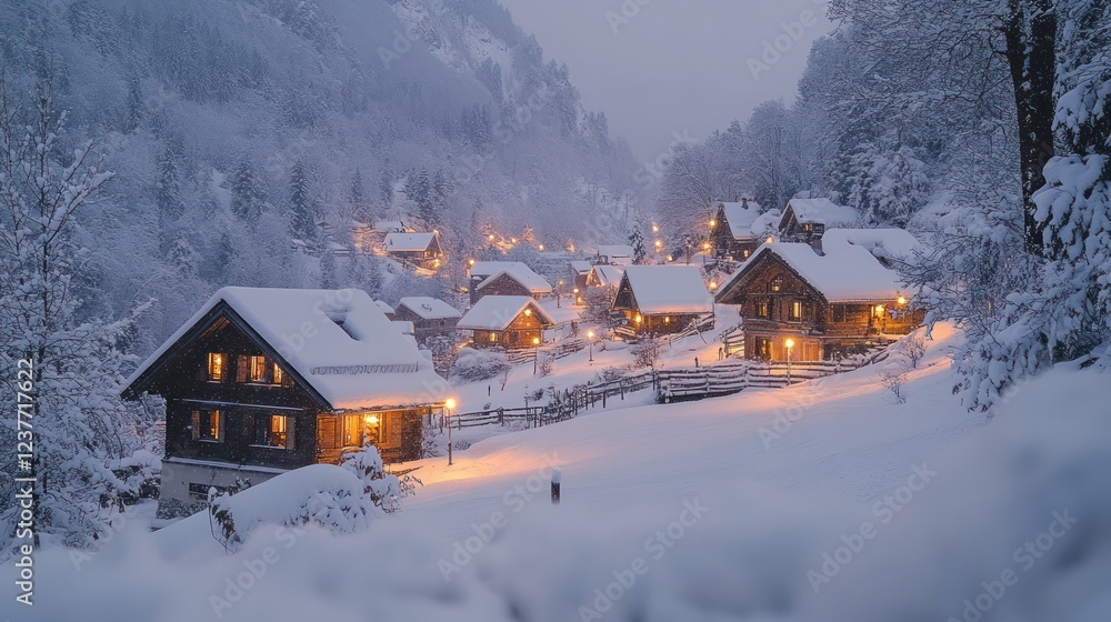 Enchanted Winter Village: A Snowy Haven Nestled in the Mountains Enchanted Winter Village: A Snowy Haven Nestled in the Mountains