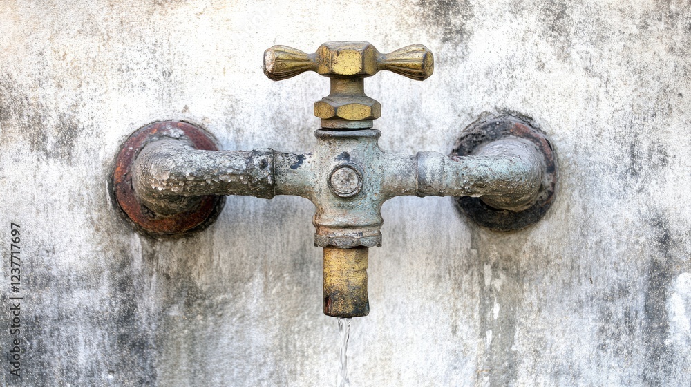 A dripping faucet with a water-saving aerator attached, symbolizing reduced water usage