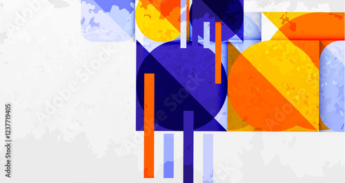 Squares, circles and triangles and grainy noisy texture. Vector Illustration For Wallpaper, Banner, Background, Card, Book Illustration, landing page