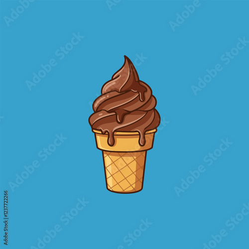 Chocolate Ice Cream Cone A Delightful Cartoon Illustration