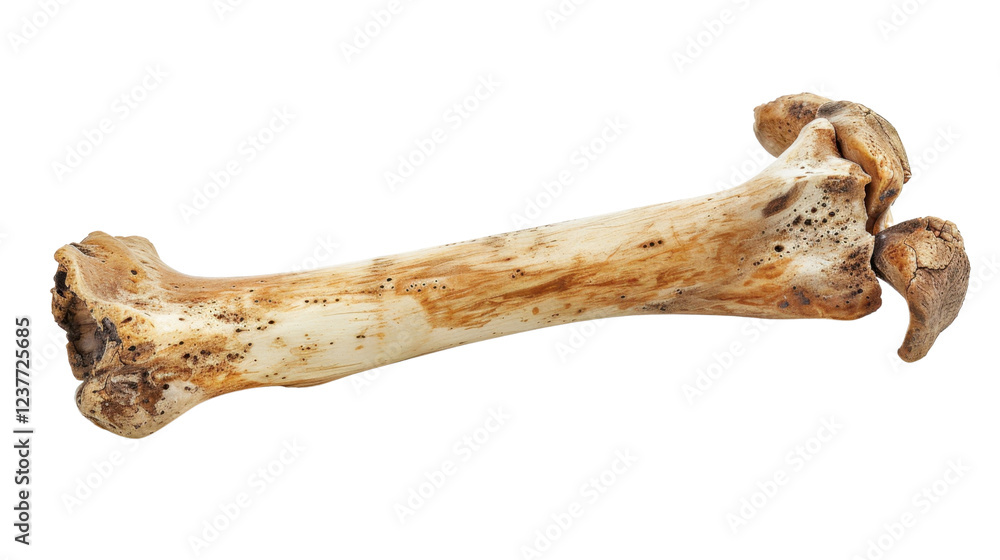 Large animal bone isolated on transparent background showing age and wear Large animal bone isolated on transparent background showing age and wear