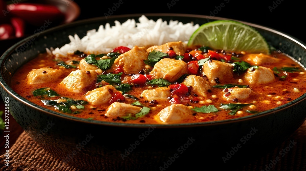 Spicy Chicken Curry with Rice and Lime Spicy Chicken Curry with Rice and Lime