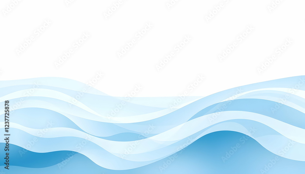 Fototapeta premium Abstract blue waves, fluid dynamic curves, smooth flowing lines, ethereal light effect, gradient blue background, minimalist design, soft glow, translucent shapes, underwater-inspired, digital art, ve