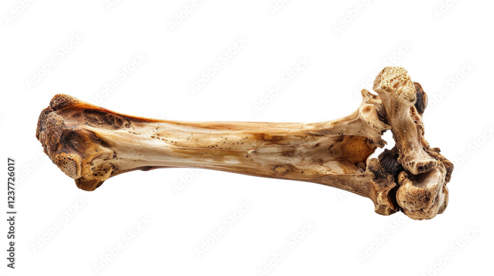 Obraz premium Dry bone isolated on transparent background showing structure and texture