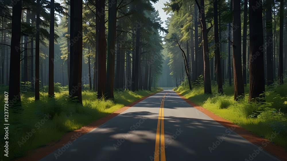 Fototapeta premium Scenic route among the forest Generative AI