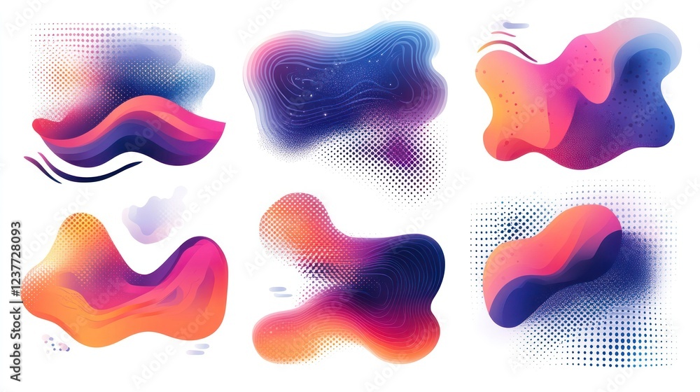 Abstract colorful shapes, digital art, white background, design elements, website banners Abstract colorful shapes, digital art, white background, design elements, website banners