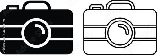 photo camera of rounded square shape icon in flat line set. different style vector for apps or website Photography raster image gallery symbol, sign. Isolated on transparent background