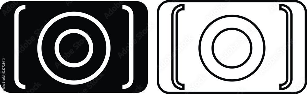 photo camera of rounded square shape icon in flat line set. different style vector for apps or website Photography raster image gallery symbol, sign. Isolated on transparent background photo camera of rounded square shape icon in flat line set. different style vector for apps or website Photography raster image gallery symbol, sign. Isolated on transparent background