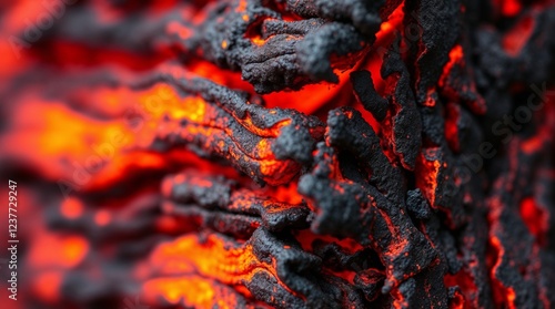 Wallpaper Mural Close-up of textured volcanic rock with glowing red and black patterns for geological and natural art Torontodigital.ca
