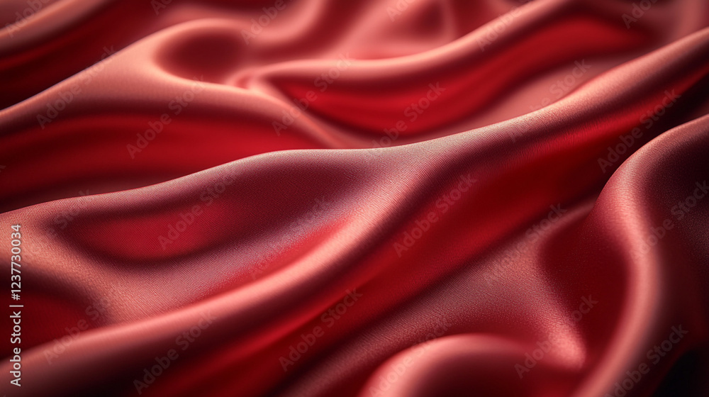 Obraz premium Smooth red satin fabric draping softly displays rich texture and elegance in close-up
