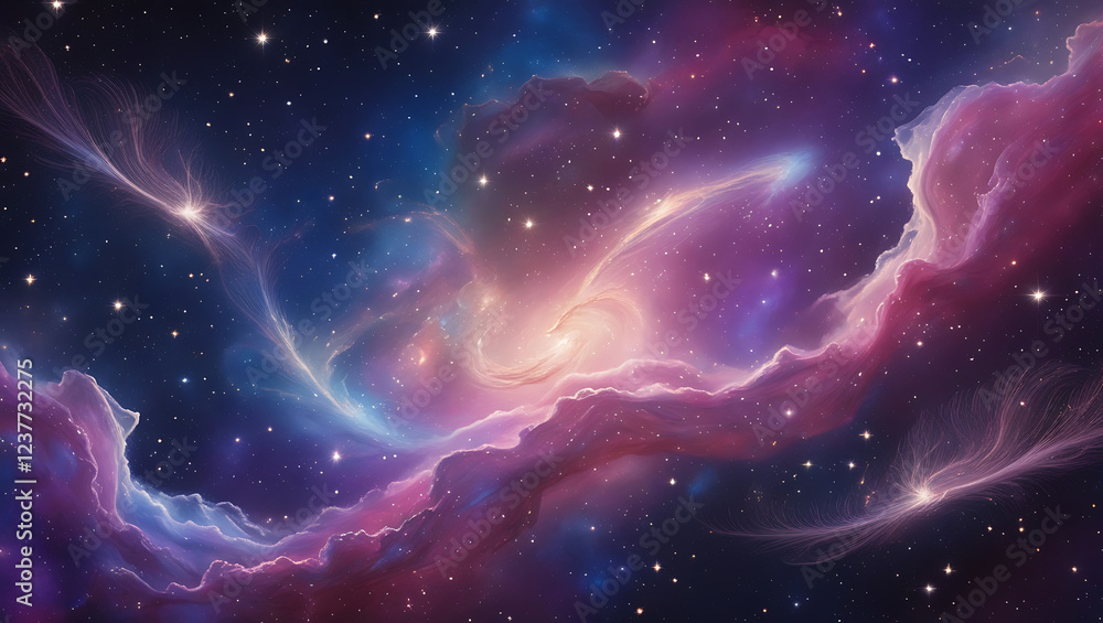 Obraz premium an intriguing imagery of NEBULA AND GALAXY in the universe, created by generative ai