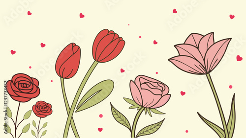 background with tulips, vector background with tulips for banners, flower design