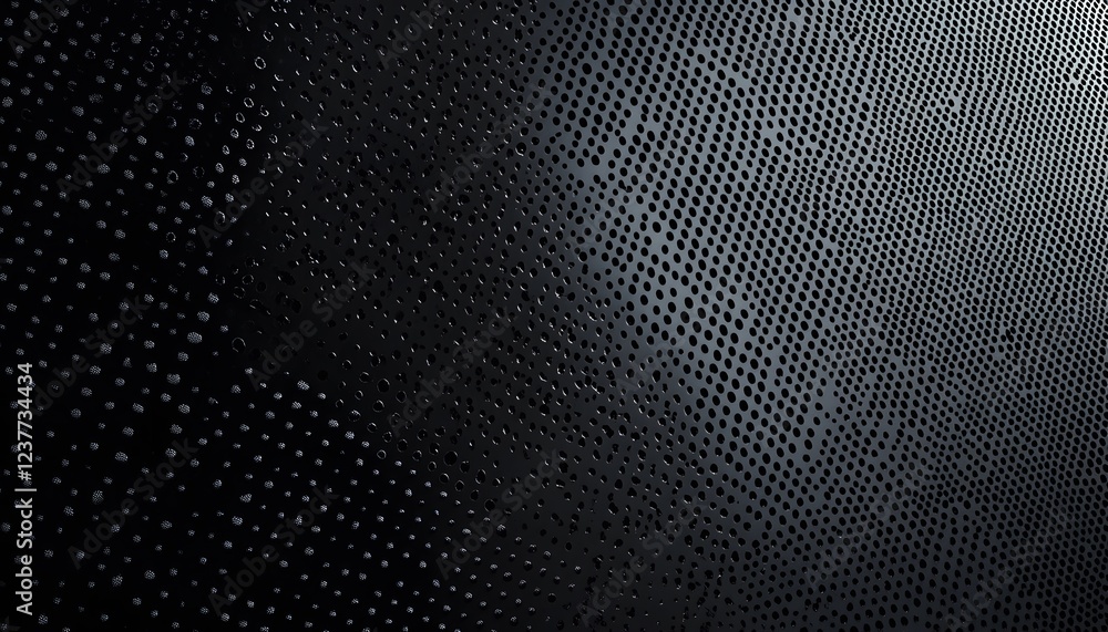 Abstract Black Surface With Perforated Pattern And Water Droplets Abstract Black Surface With Perforated Pattern And Water Droplets