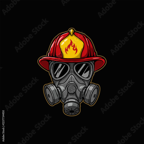 Firefighter Gas Mask A Bold, Graphic Illustration