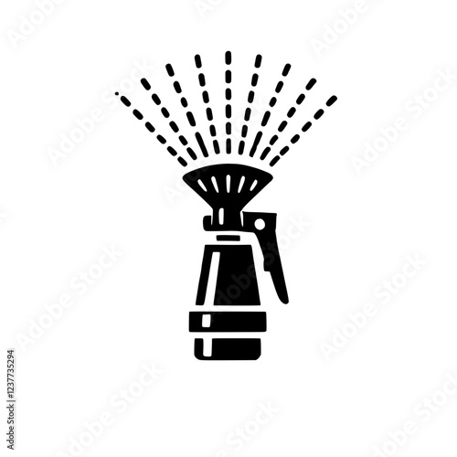 Watering Can Icon: A minimalist, black and white icon depicting a watering can with a spray nozzle, symbolizing the simple yet essential task of nurturing and providing life-giving moisture.  