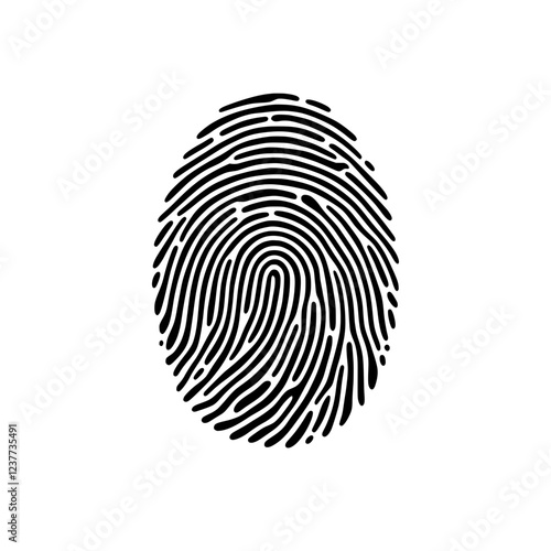 Fingerprint Icon: A stark black fingerprint icon, symbolizing individual identity, unique characteristics, and digital security.