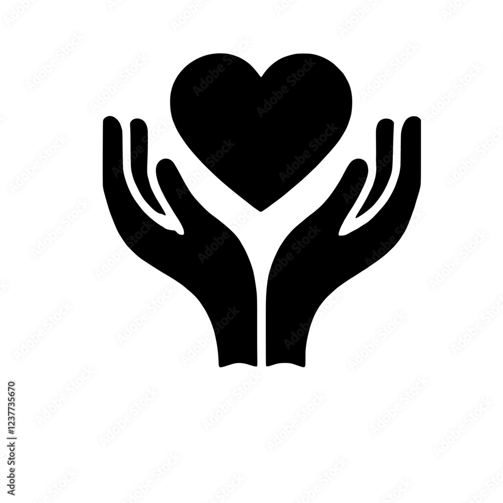 Obraz premium Hands Holding a Heart: A simple yet powerful symbol of care, love, and compassion, depicted by two hands delicately cradling a heart. This iconic image conveys empathy, kindness.