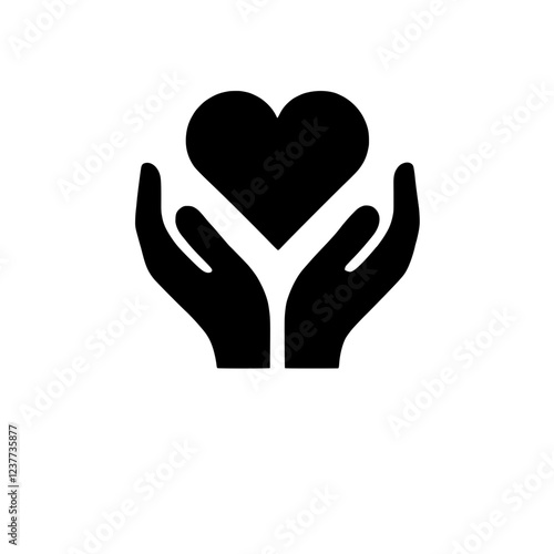 Hands Holding Heart:  A powerful and evocative symbol of care, protection, and love.  Two open hands gently cradle a heart, representing  the  essence of compassion, support, and generosity. 