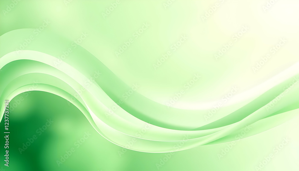 Fototapeta premium Abstract green background, flowing white lines, gradient effect, soft curves, organic shapes, ethereal atmosphere, minimalist design, light and shadow interplay, soothing color palette, digital art, s