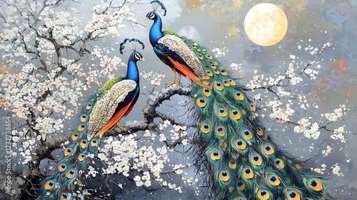 the cute  couple of peacock