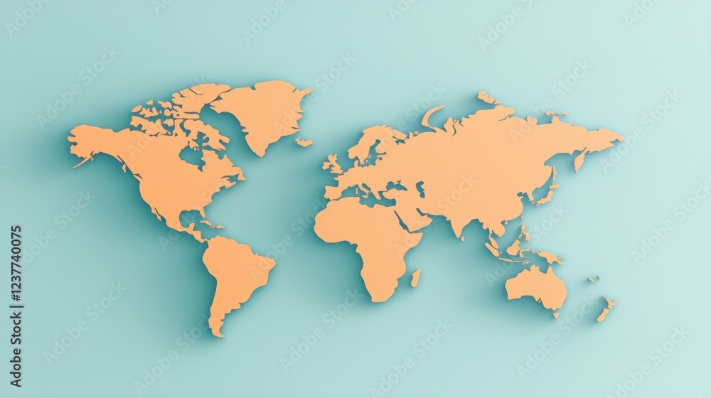 Global World Map Flat world map with country borders and labels, suitable for educational or business presentations Global World Map Flat world map with country borders and labels, suitable for educational or business presentations