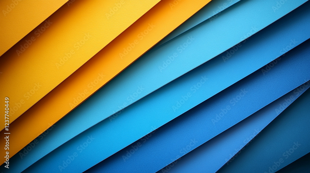 Obraz premium Colorful layers of paper create an abstract design in blue and yellow tones