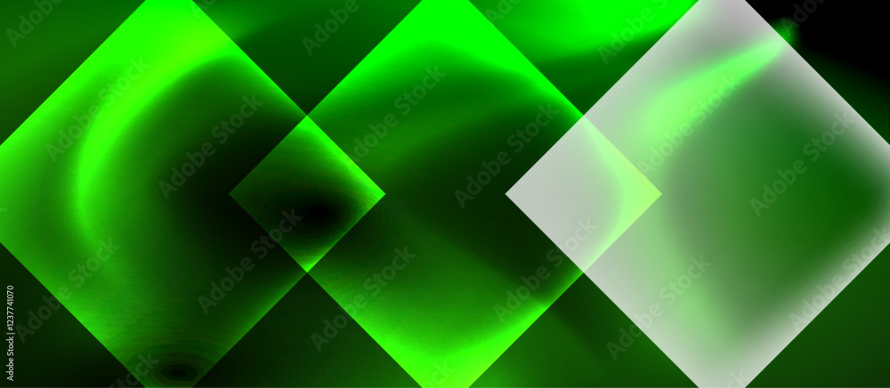 Obraz premium Dark neon colors with glass square shapes